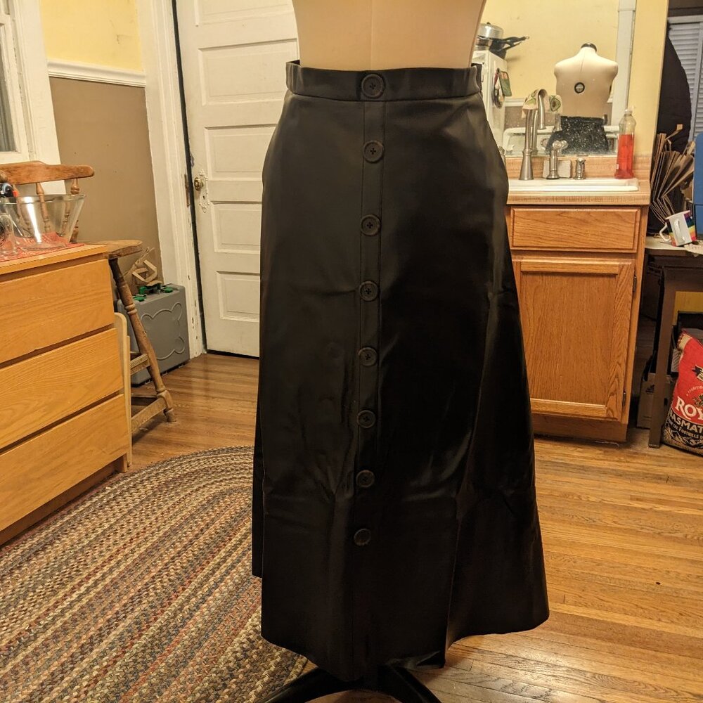 black faux leather maxi skirt
